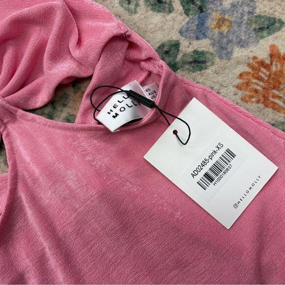 Hello Molly Halter Mini Dress Pink Sparkle NWT - Picture 2 of 5